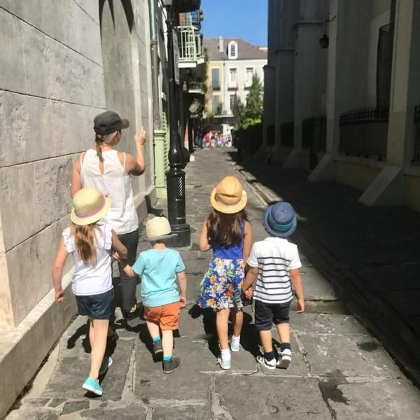 walking down alleyway